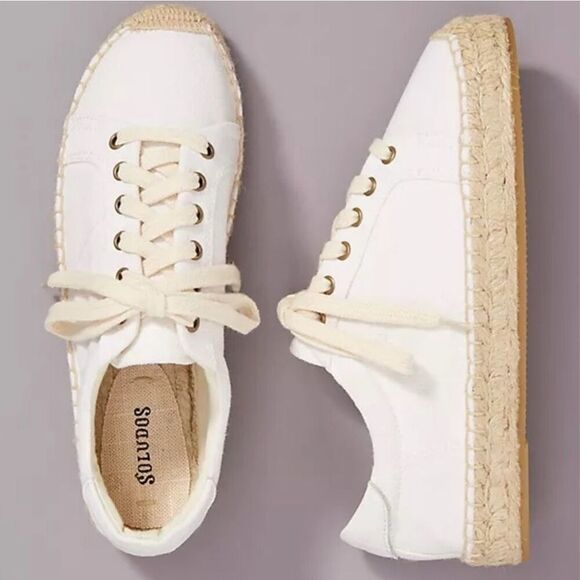 Anthropologie Shoes - Soludos white 100% leather espafrille sneaker size 9